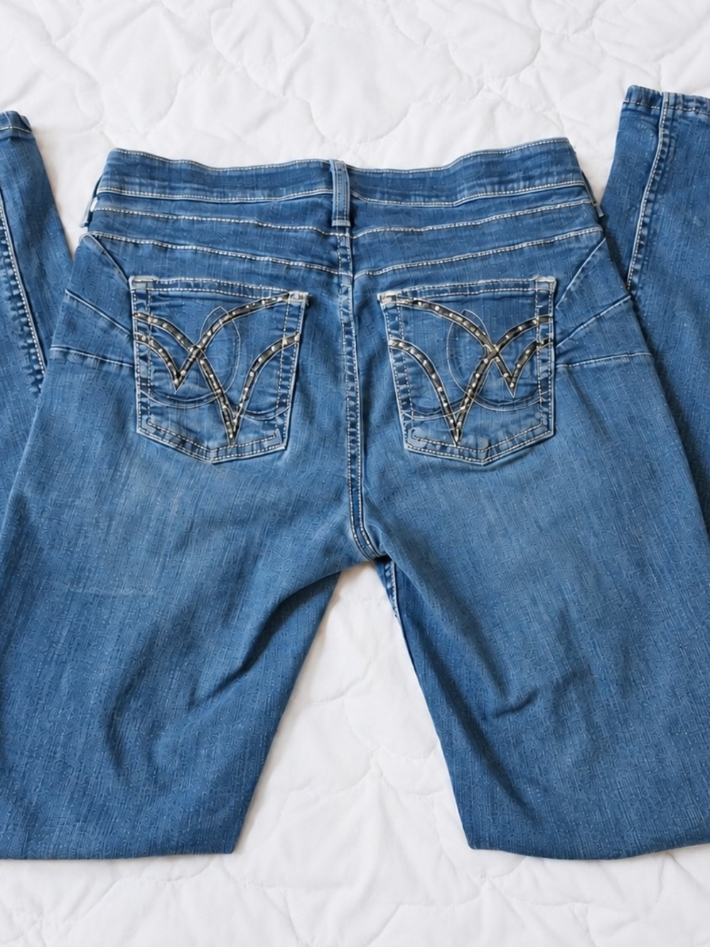 Wrangler Q-Baby Ultimate Riding Jeans 7/8x34 Bootcut Western Bling